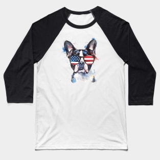 Boston Terrier 'Merica Sunglasses Baseball T-Shirt